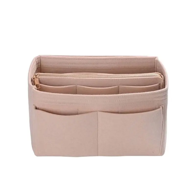  High Quality Multi Pocket Felt Purse Handbag Organizer Insert Storage Tote Shaper Fabric Bag