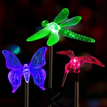 Многоцветные светодиодные фонари на солнечных батареях, уличные лампы стрекозы/бабочки/птицы для газонов, уличные садовые лужайки, ландшафтные фонари для дорожек