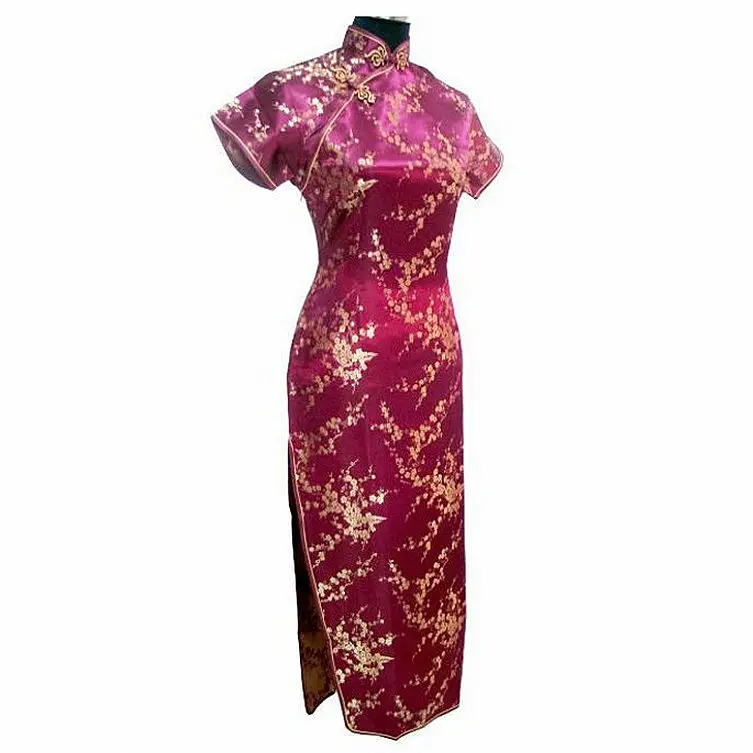 Темно-синие Винтаж китайский Для женщин длинный атласный Cheongsam Ципао вечернее платье цветок плюс Размеры S M L XL XXL XXXL 4XL 5XL 6XL J3089