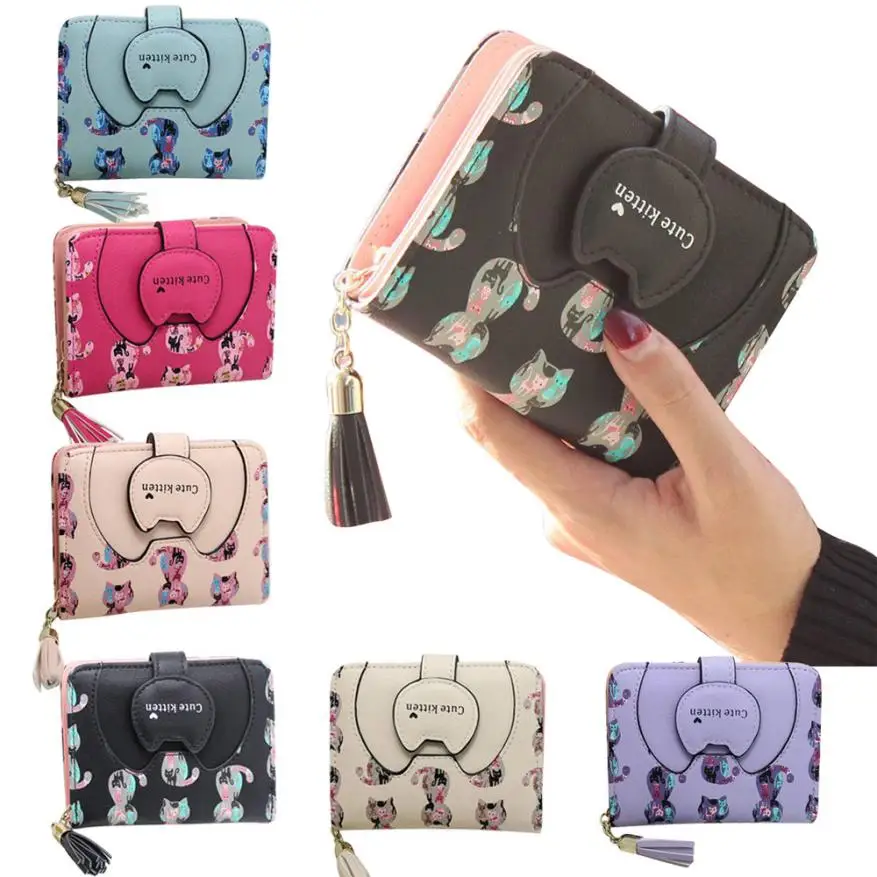 

Best Gift Women Cat Purse Short Wallet Bags Handbags Card Holder d7