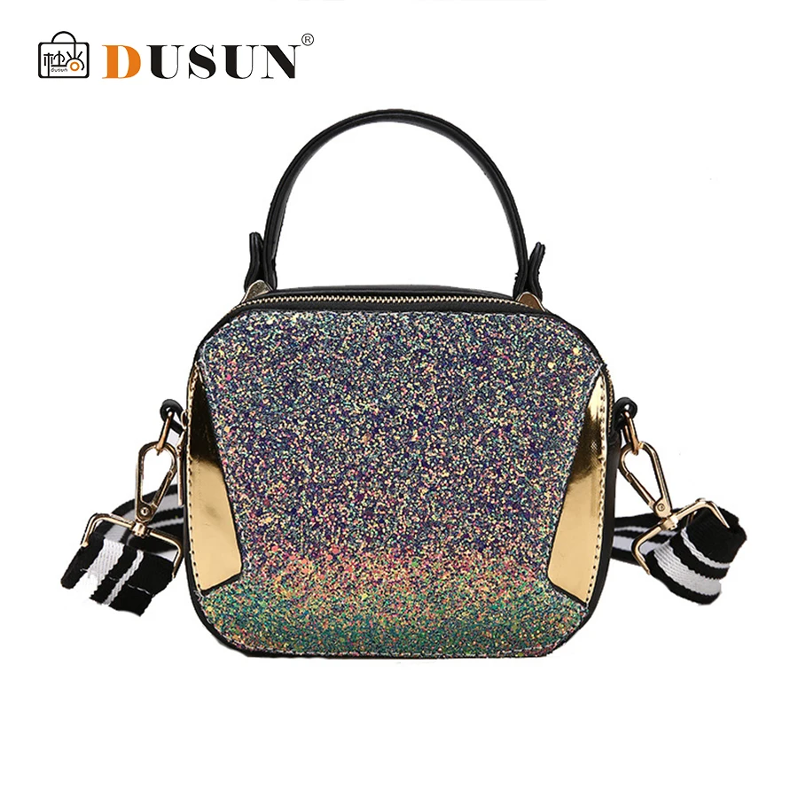 DUSUN Summer Small Handbags Fashion Rainbow Sequin Shoulder Bags