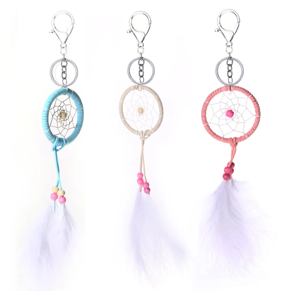 dream catcher keychain wall keychains Handmade Dream Catcher Net With Feathers Keyrings Gift