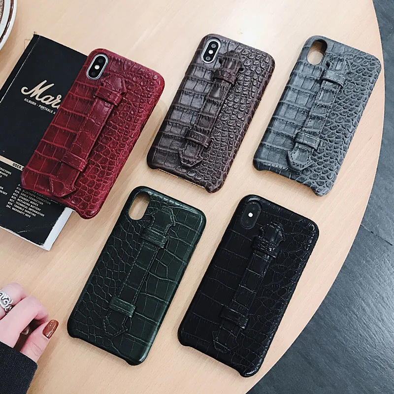

Luxury PU Leather Stand Phone Case For iPhone Xs Max X 7 8 Plus Crocodile Snake Pattern Hard Back Cover For iPhone 6 6s Plus Xr
