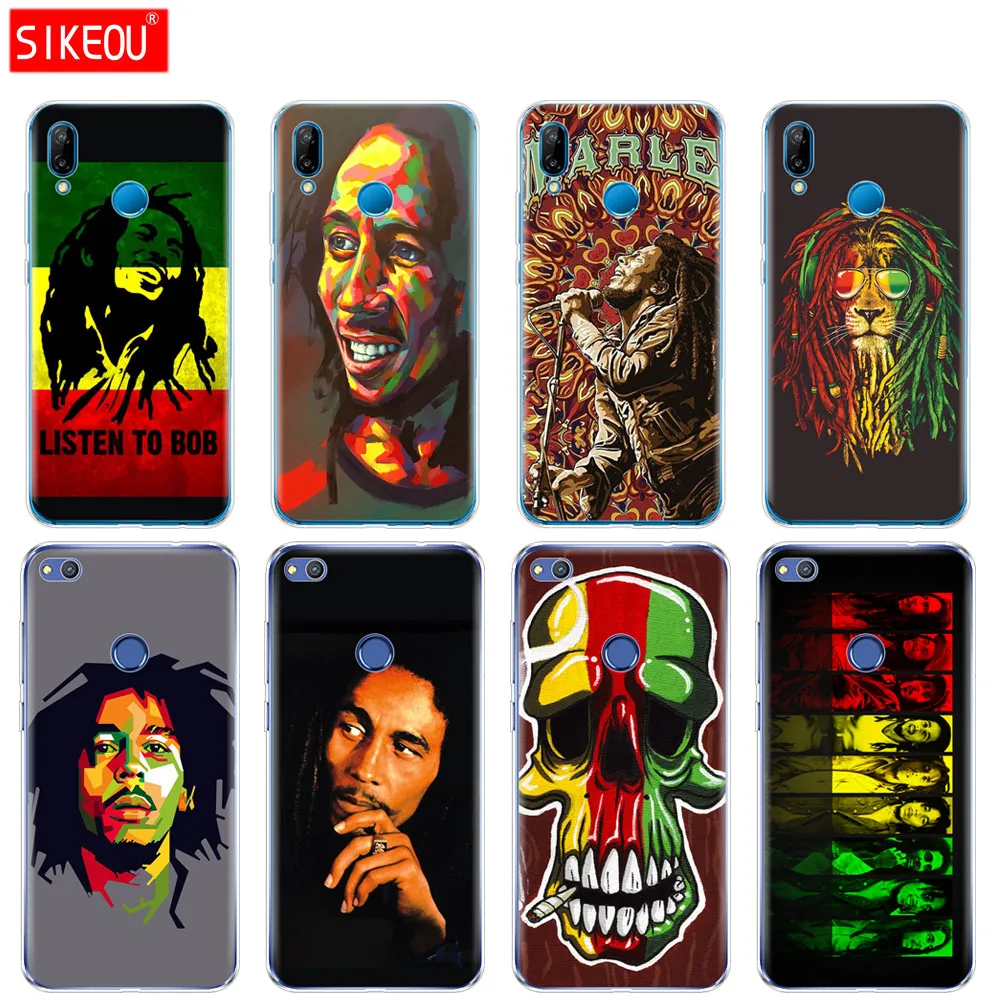 Силиконовый чехол для телефона Huawei P20 P7 P8 P9 P10 Lite Plus Pro 2017 P Smart Bob Marley