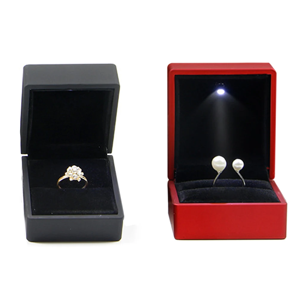 Серьги упаковка кольцо коробка для хранения украшения с светодиодный освещенный Подарочный Органайзер ювелирные изделия дисплей свадьба
