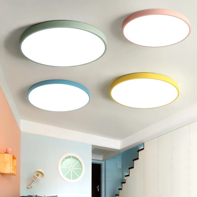 

Nordic Round LED Acrylic Ceiling Lights Modern Macarons Luminaria Led Ceiling Lamp for Living Room Kids Room Aisle Home Decor