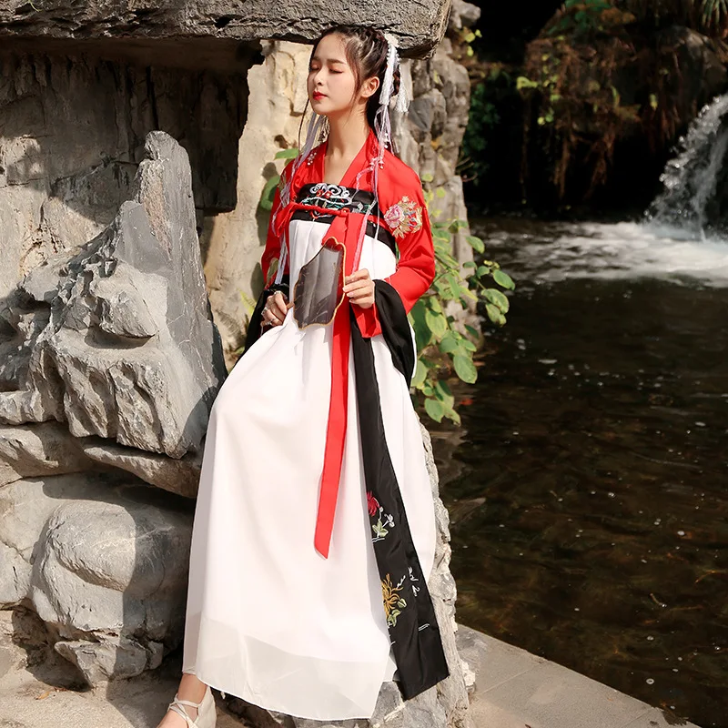 

Chinese style spring and autumn Hanfu embroidery costumes adult female daily student stage show photo suit