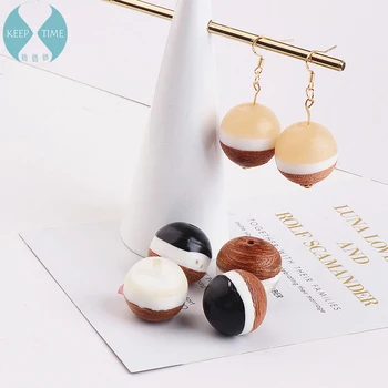 

DIY handmade jewelry accessories wood and resin pierced round earrings earrings pendant Pendant Earrings creative material