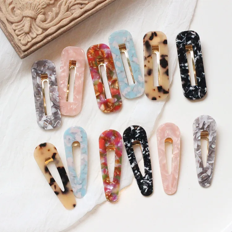 

Fashion Korean Acrylic Hollow Water Drop Hair Pins For Women Girls Shiny Tin Foil Sequins Barrettes Hair Clip Accessories 962