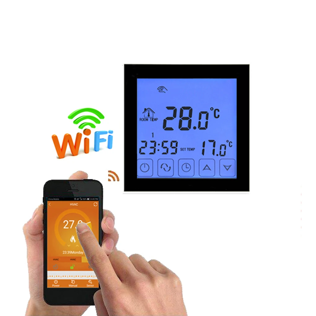 

Digital Wifi Water Floor Heating Thermostat Programmable Room Temperature Controller LCD Display Wifi Thermostat