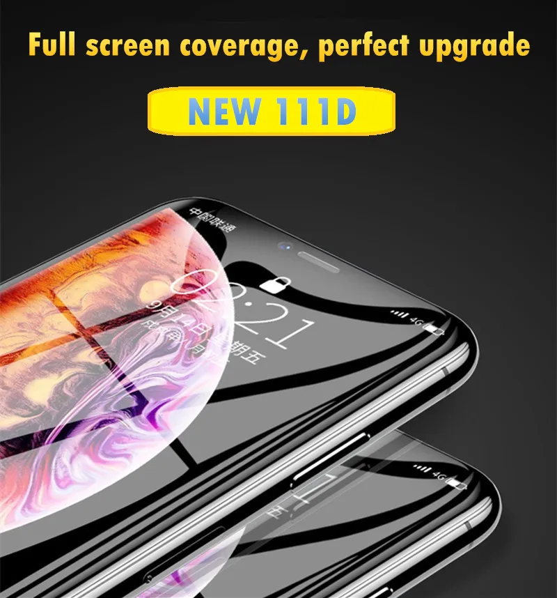 111D защитное стекло на iPhone 11 6 6S 7 8 полное покрытие для iPhone X XS Max защитное стекло на iPhone XR 6 Plus изогнутое