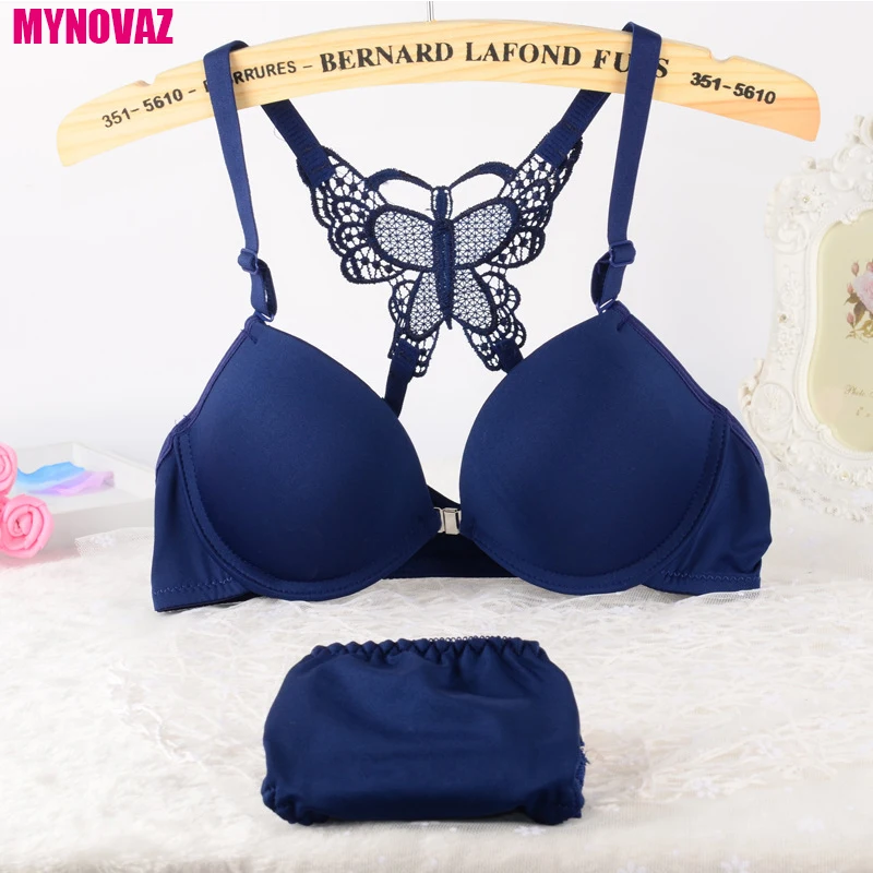 MYNOVAZ Sexy Womens Underwear Brief Sets Front Closure Lace Racer Back