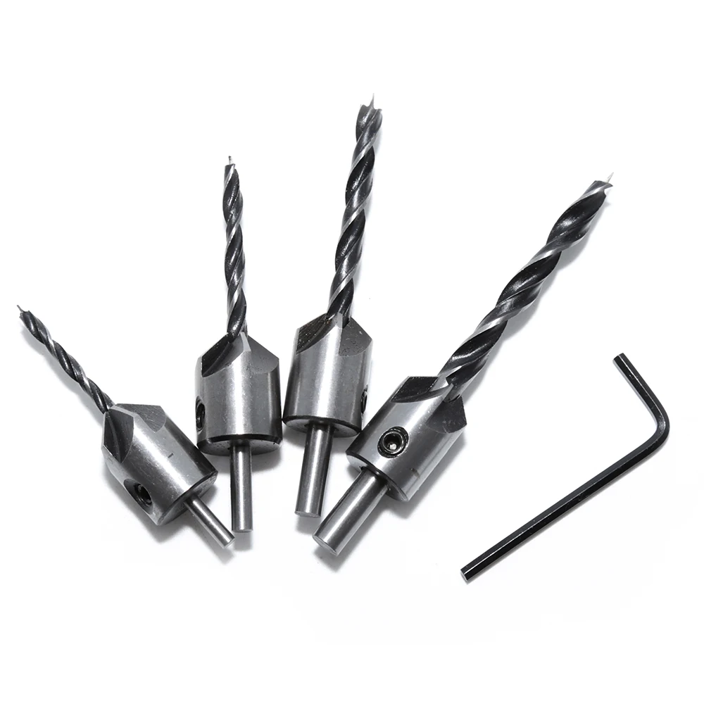 4PCS Wood Countersink Drill Bit Set Electric Carving Tools Boring