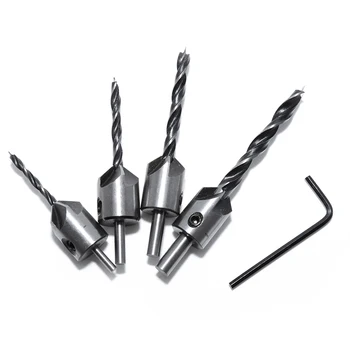 

4PCS Wood Countersink Drill Bit Set Electric Carving Tools Boring Counterbore Chamfer Bore Hole Cutter Woodworking Drills Bits