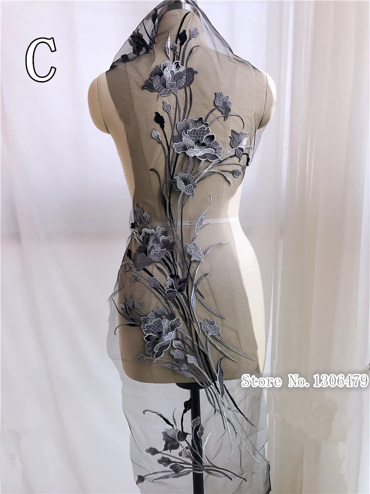 3D вышитая аппликация для свадебного вечернего платья Швейные нашивки модные аксессуары для одежды 32*99 см RS1302 - Цвет: C