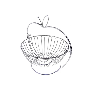 

1 Pc Fruit Basket Stainless Steel Apple Shape Simple Storage Basket Drain Basket Snack Tray for Restaurant Home Living Room