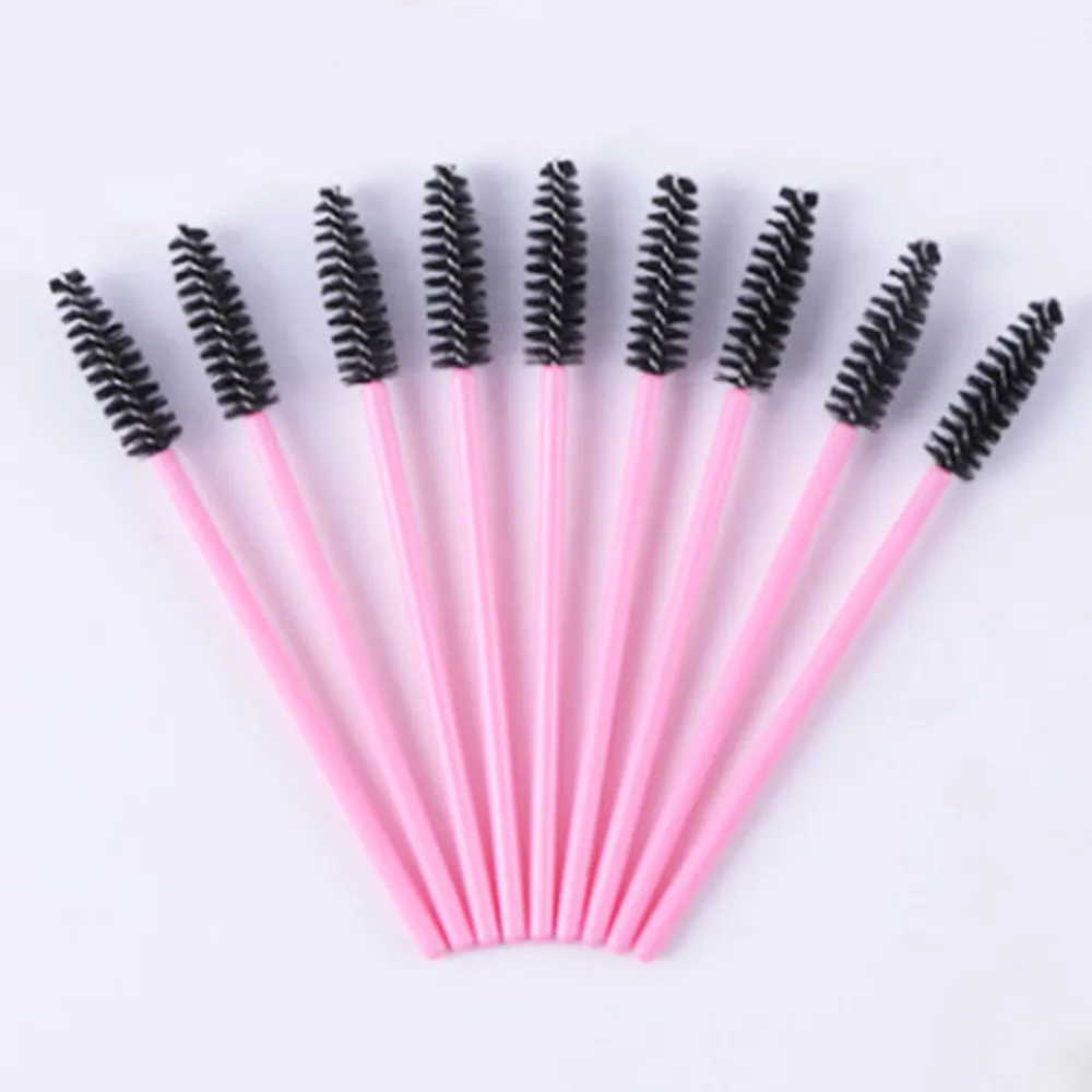 

50pcs/set Silicone Head Pink handle Disposable Mascara Applicator Wands Eyelash Brushes Lash Extention tools Free Shipping Hot