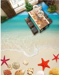 Пользовательские фото 3d полы ПВХ Самостоятельная адгезия обои пляж shell starfish home decor 3d настенные фрески обои для стен 3 d