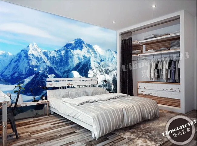 Последние 3D фрески, крепление Джомолунгма Ice горные пейзажи де Parede Papel, гостиной ТВ диван спальня обои