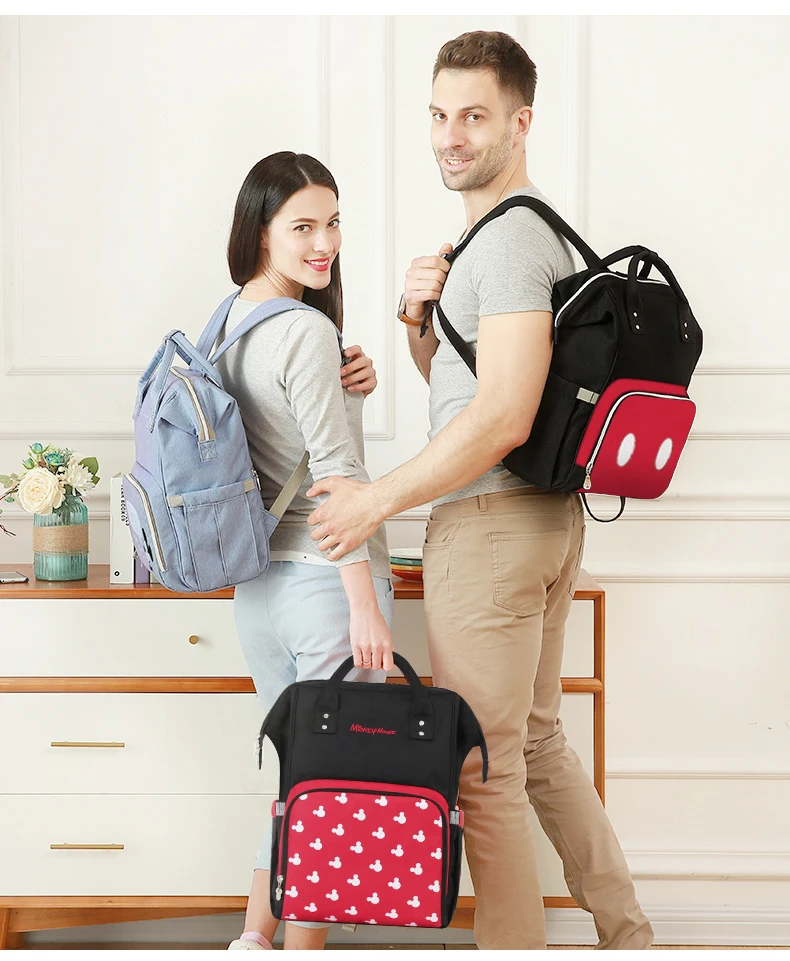 Disney Mommy Bag Star Wave Point Водонепроницаемый Многофункциональный рюкзак для мамы и ребенка черный серый подгузники оптом рюкзак для подгузников