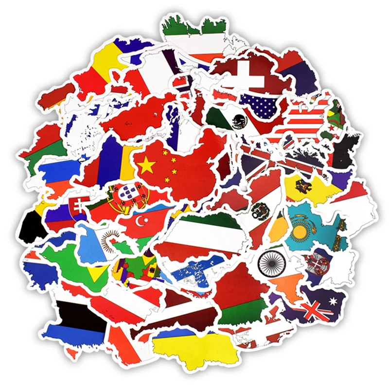 

50PCS National Flags Stickers Toys for Children Countries Map Travel Sticker to DIY Scrapbooking Suitcase Laptop Car Motorcycle