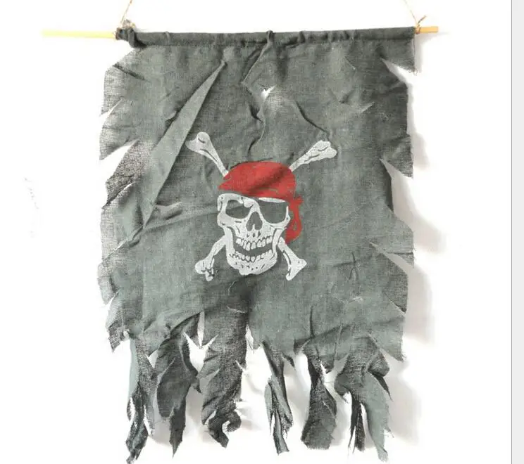 

Vintage Mysterious Caribbean Pirates Halloween Party Decoration Skull Crossbones Pirate Flag
