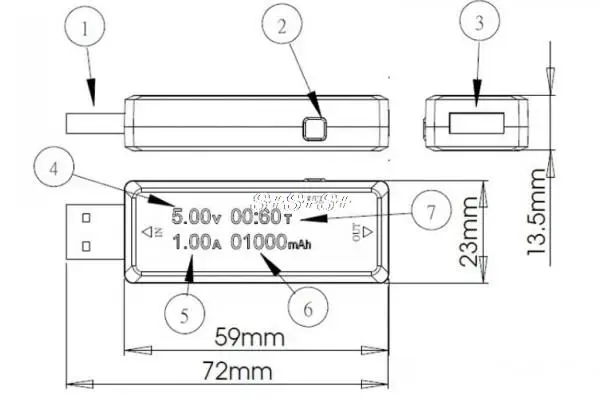 USB ток и напряжение зарядное устройство Емкость тестер доктор измеритель мощности текст вольтметр 24