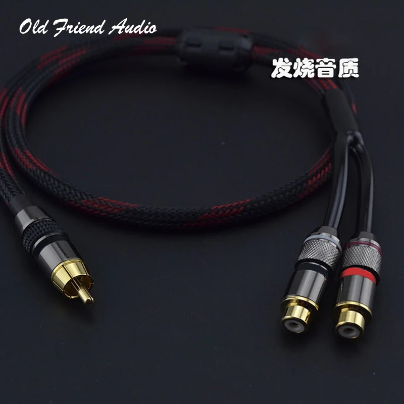 

A064 HIFI RCA Male to 2 RCA Female Stereo DIY RCA Audio Cable for Mp3 AMP DAC