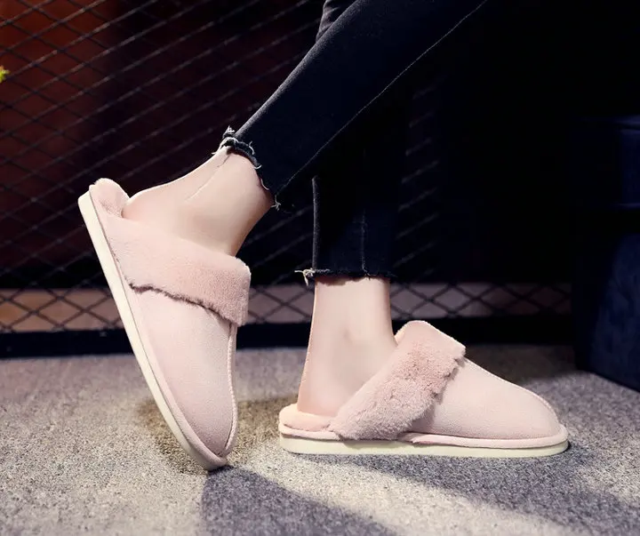 New Arrival Durable Home Slippers Unisex Micro Suede Upper Sheepskin Warm Comfortable Fur Plush Winter Slippers (8)