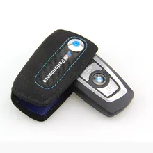 Genuine Seude leather car keychain key case cover Carbon Fibre M performance for bmw new 3 5 7 series GT