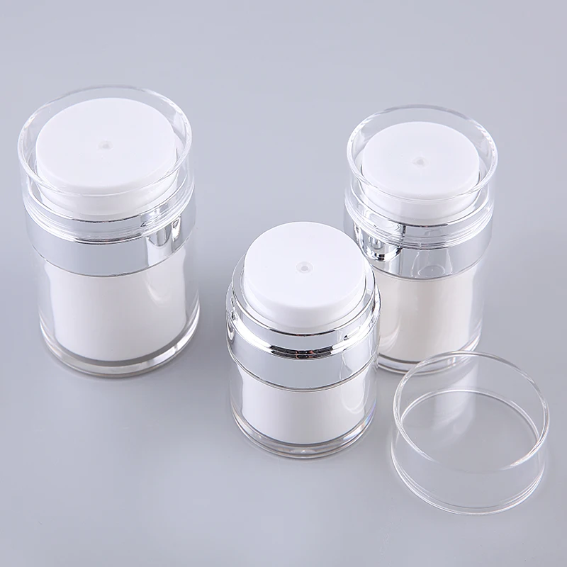 

New 20g 30g 50g Empty Acrylic Cream Jars Cans Pot Top Press Style Vacuum Bottle Sample Vials Airless Cosmetic Container 5pcs/lot