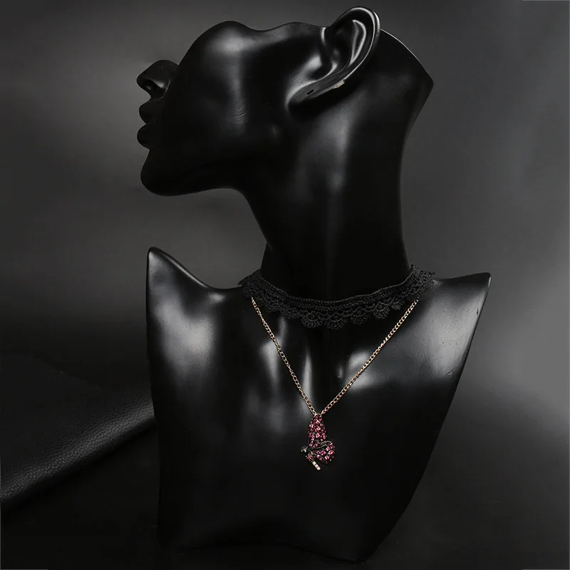 MISANANRYNE креативные серьги-гвоздики с бабочкой ожерелье со стразами ювелирные изделия набор Модные женские ювелирные изделия на день рождения новое поступление - Окраска металла: Lace Necklace