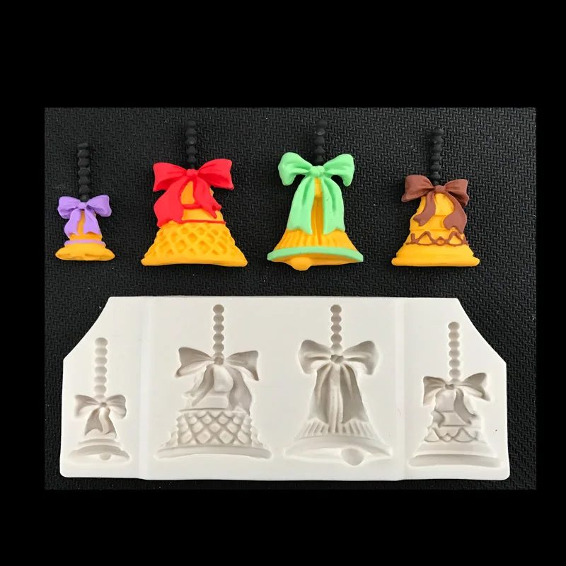JX-LCLYL New Silicone Christmas Bell Cake Ornament Sugarcraft Cake Mould Art Decor DIY