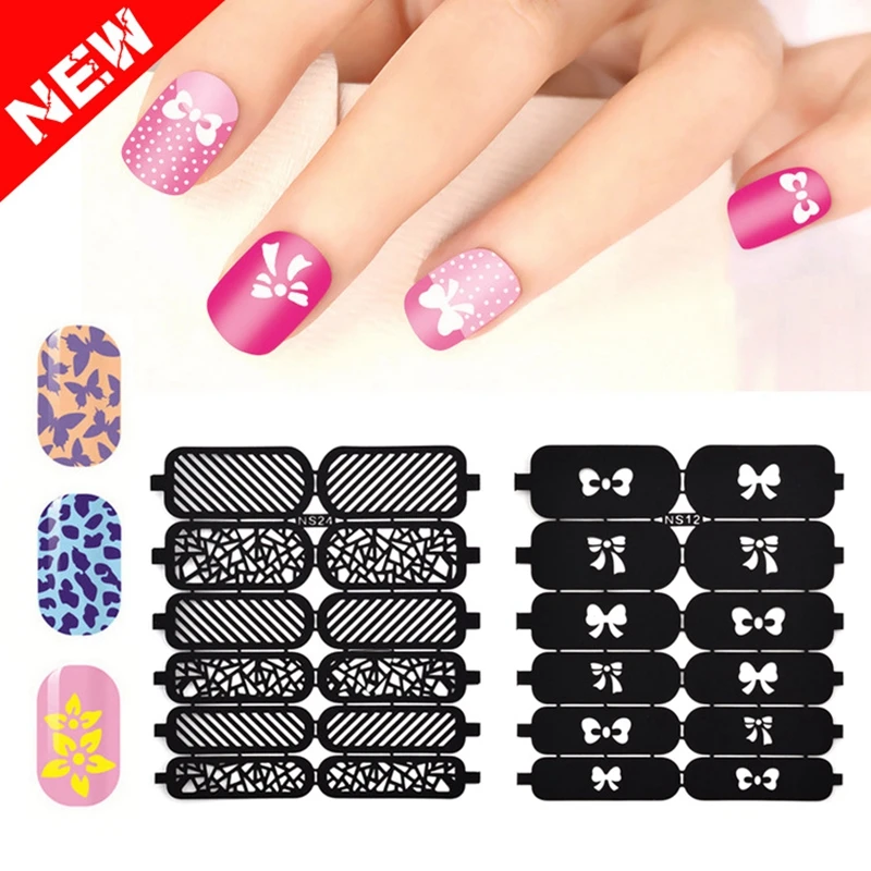 9cm*7.5cm Reusable Nail Stickers Stamping Stencil 35 Designs Choice