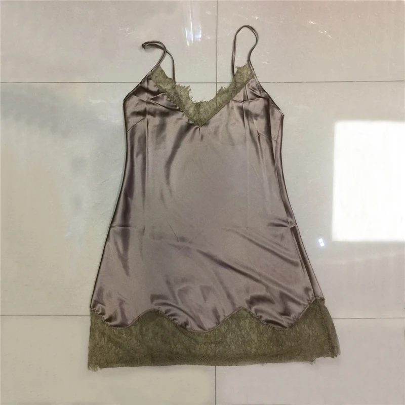 2019 пижамы для женщин сексуальная ночная рубашка с кружевной отделкой белье камзол сорочка v-образным вырезом домашнее платье Ночная