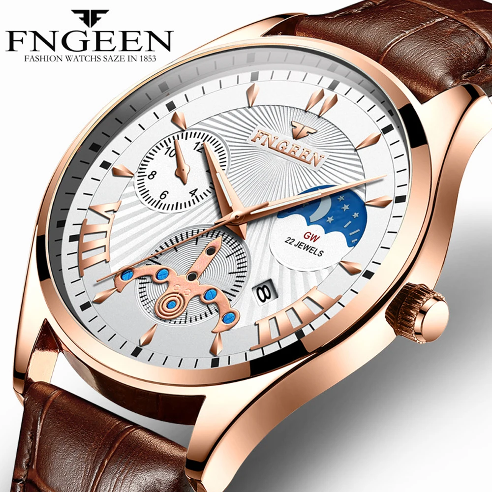 

FNGEEN Watch Men Clock Erkek Kol Saati Brand New Fashion Aircraft Pattern WristWatch Non-Automatic Quartz-Watch Date Men's Watch