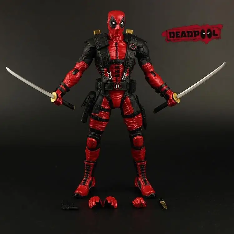 Free Shipping Marvel Fire Toy Deadpool Cartoon Version Movable 25cm PVC