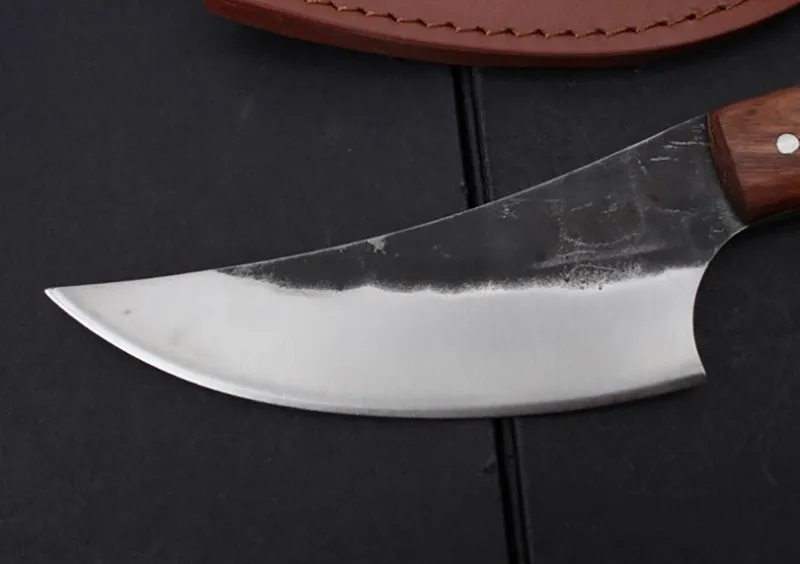 KKWOLF Высокоуглеродистая сталь фиксированный нож прямой ручной работы кованый охотничий нож 58HRC деревянная ручка Походный тактический нож для выживания