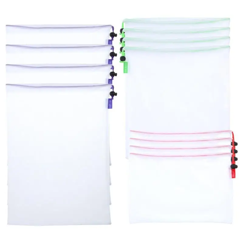 

12Pcs/9pcs Reusable Mesh Produce Bags Washable Bags for Grocery Shopping Storage Fruit Vegetable Sundries Organizer Storage Bag