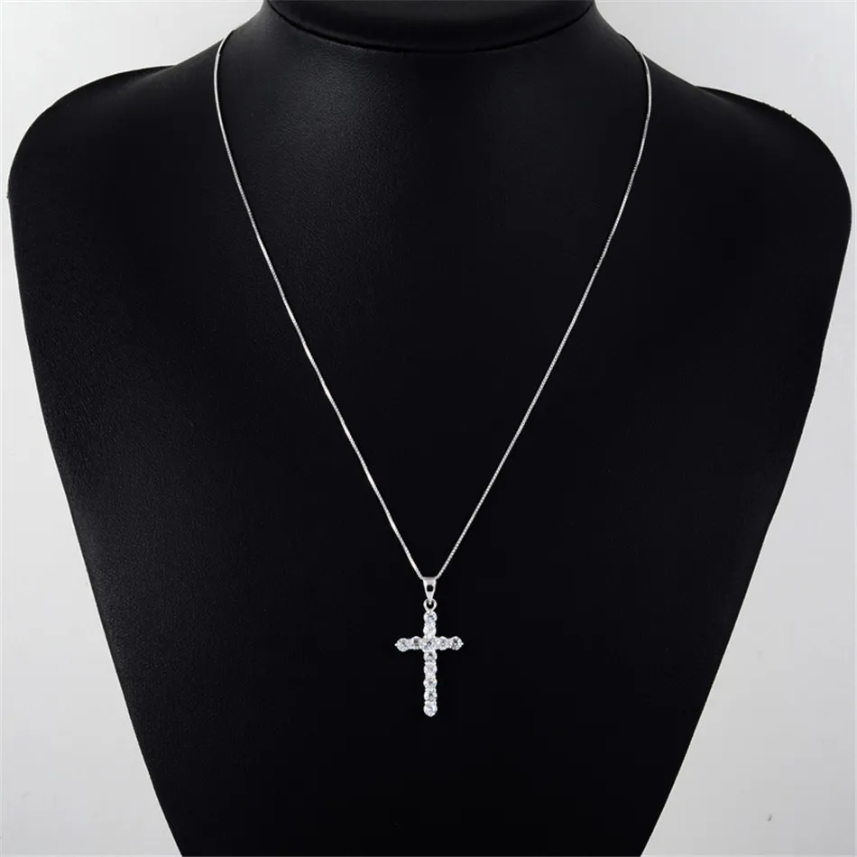 Ожерелье с подвеской крестом из серебра 925 пробы фианитом|necklaces for women|necklace