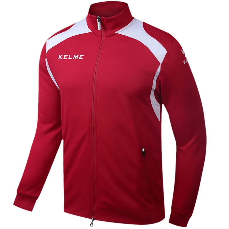 KELME мужские тренировочные куртки с длинным рукавом для футбола, удобные спортивные куртки для фитнеса и йоги, футбольные Джерси KMC160001 - Цвет: Red