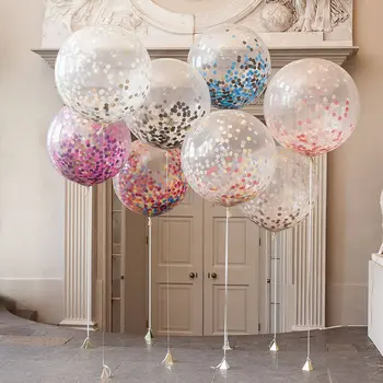 

10pcs Air Ballons Multicolor Confetti Balloon Paper Wishing Lanterns For Birthday Party Wedding Gifts Clear Inflatable Balloon