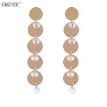 

Elegance 2018 Gold Color Statement Geometric Circle Metal Pendientes Earrings for Women Fashion Drop Earring Jewelry Brincos