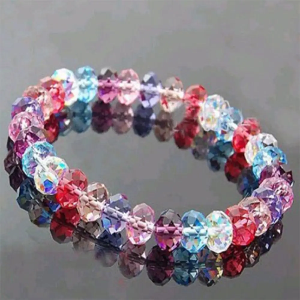 

Fashion Multicolor Crystal Beads Bracelet High Quality Simple Stretch Bracelet Bangle Jewelry Accessories Hot Gift