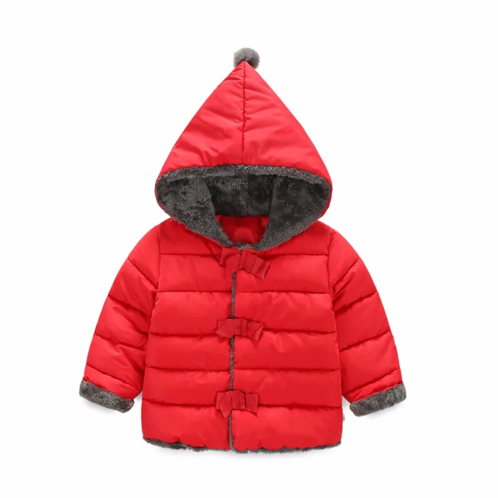 

Baby infant toddler girl sweet parka coat bow button hooded velvet ball warm winter down coat jacket for girls windbreaker cloth