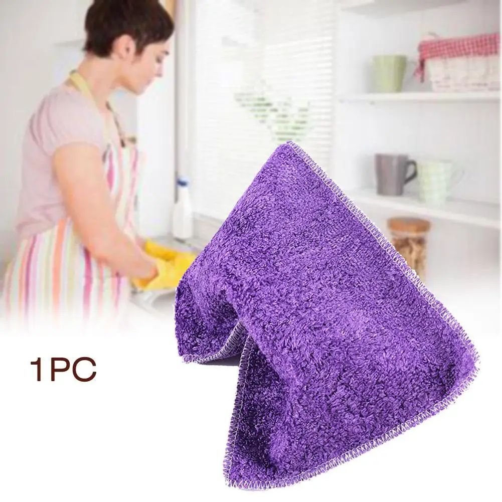 

1x Purple high efficient ANTI-GREASY bamboo fiber cleaning cloth magic multi-function dish washing cloth towel cleaning rag PJW