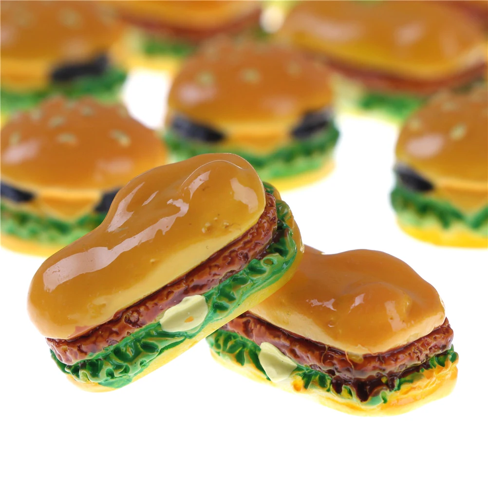 

2 PCS 2 Styles Hamburger Cute Miniature Food Figurine Anime Action Figure Toys DIY Accessories Home Garden Decor Hamburgers