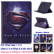 «Человек-паук» и «Супермен» с рисунком чехол для Apple iPad Mini 1 2 3 iPad 5 6 iPad Air iPad Air2 iPad 9,7 iPad 4 чехол Подставка для планшета Funda