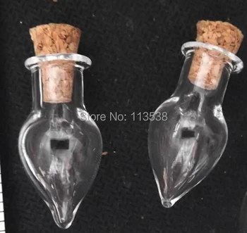 

Free shipping !!! 50pcs/lot 20mm drop Charm cork glass Bottle Perfume essential oil vial pendant mini glass bottle