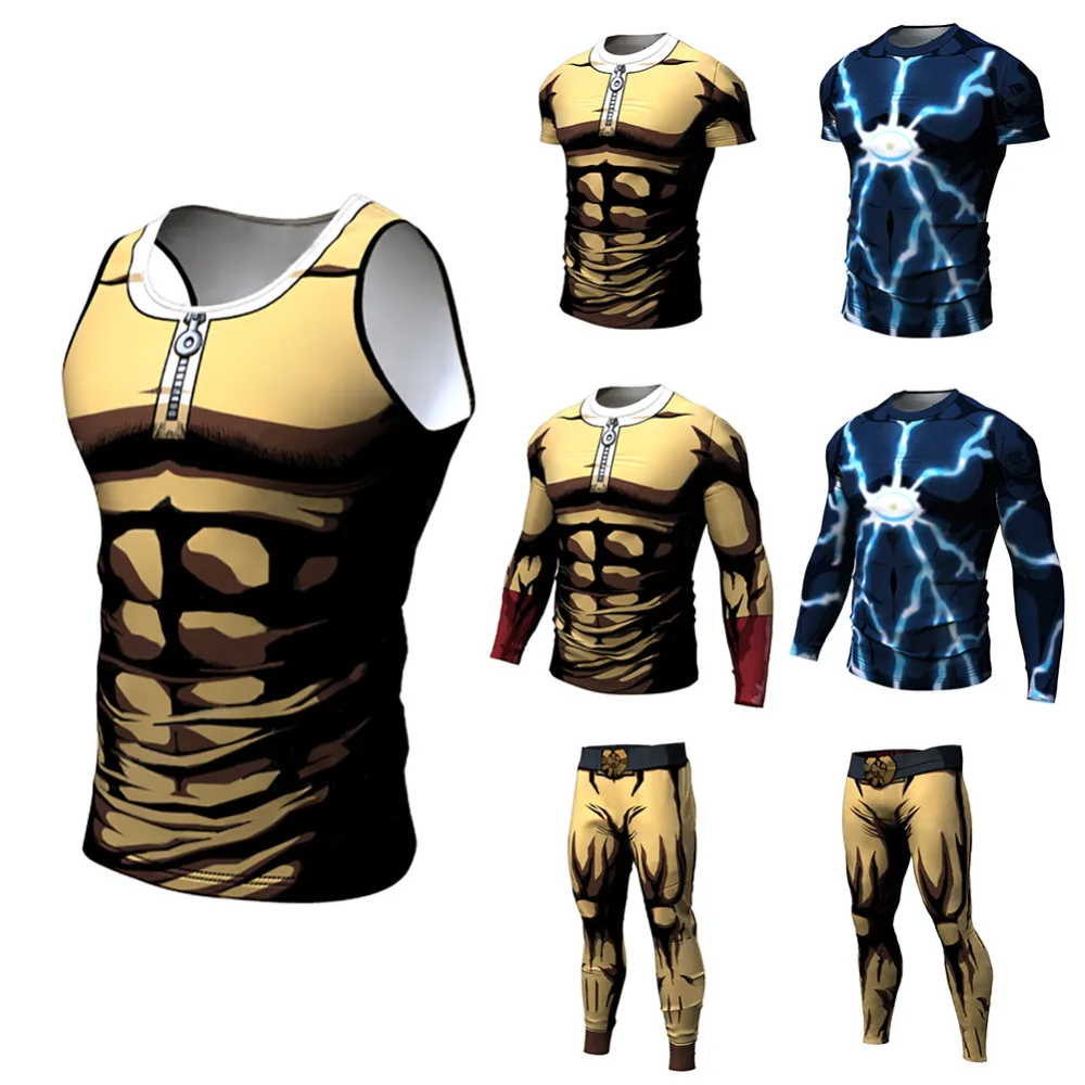 

New Fashion Anime One Punch Men 3D Printed Saitam Ken Long Sleeve T shirt Tight Slim Tee Tops Tshirt Homme Mens Clothing